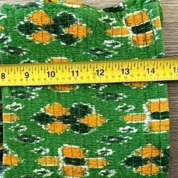 Aerie Aztec Print Crop Top Smocked Front Tie Tank Top Green Yellow Size XL - Picture 8 of 8